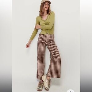 GHANDA Brown Plaid Pants